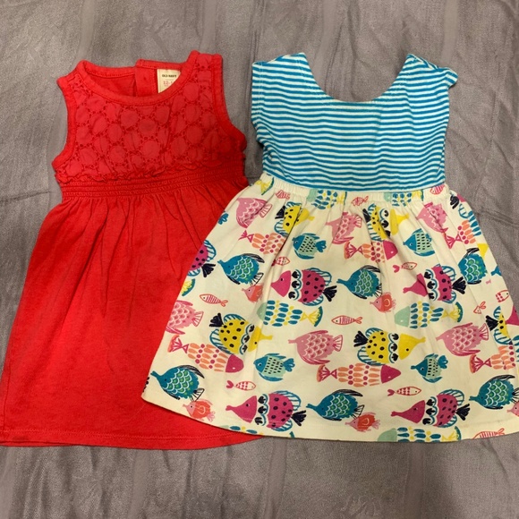 Two Summer Dresses 12-18 Months, Fish Pattern - Picture 1 of 4